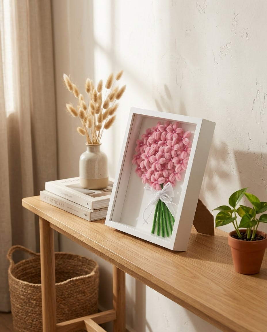 Shadow Box with Hand Crafted Flowers
