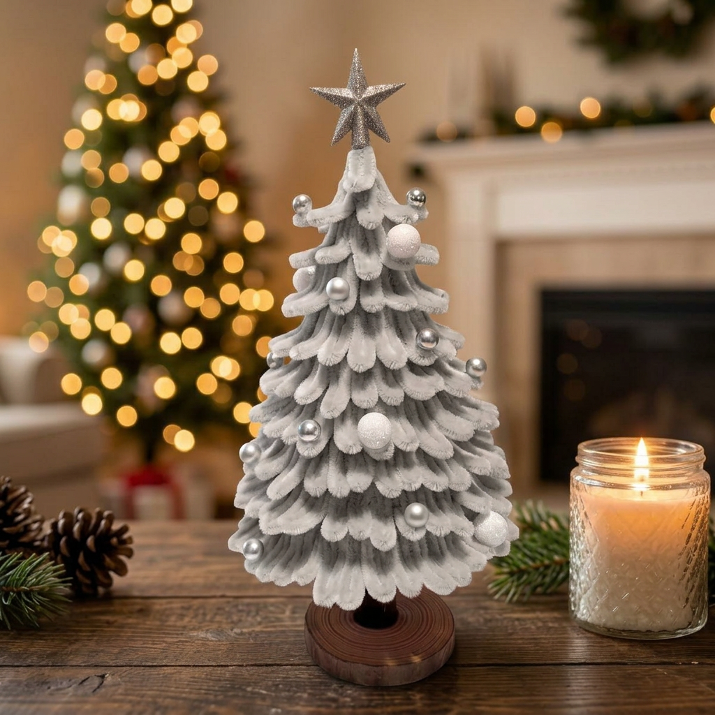 Grey Chenille Christmas Tree