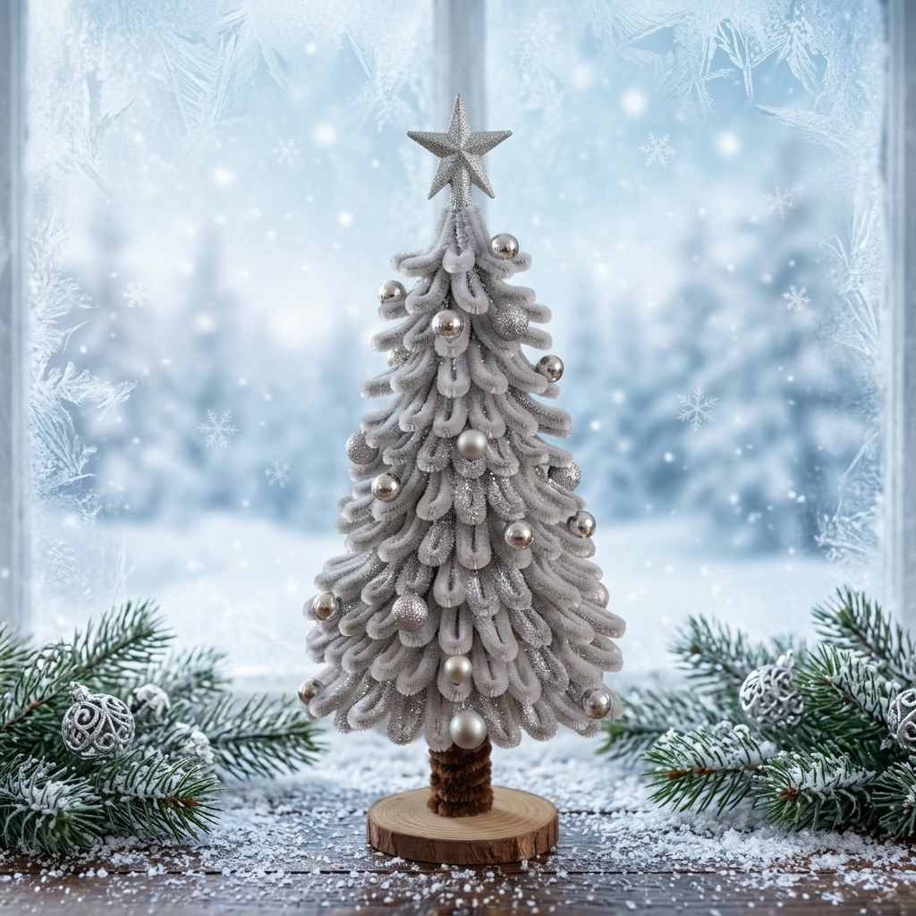 Silver Glam Chenille Christmas Tree – Winter Wonderland