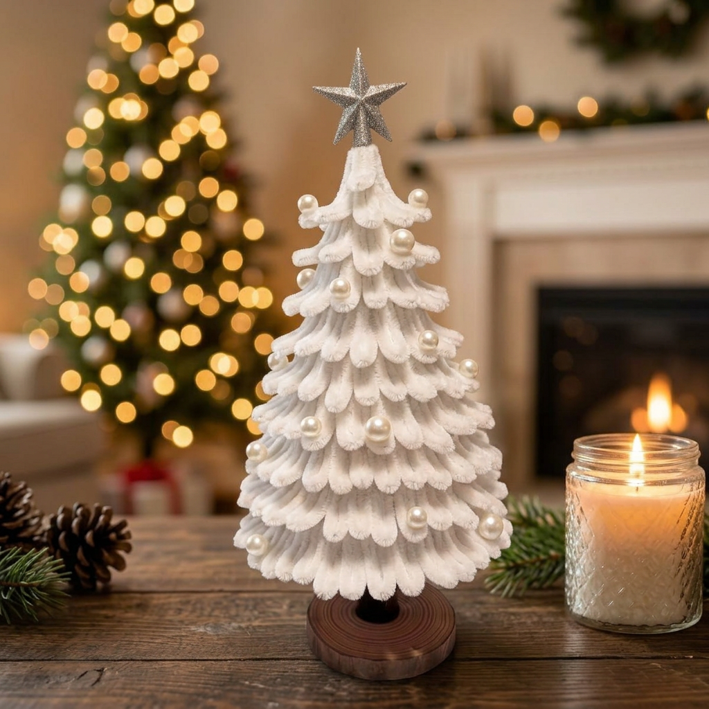 White Chenille Christmas Tree